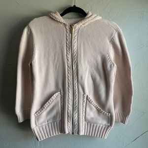 Ralph Lauren Cable Knit Zip Hoodie Sweater Preppy Cottagecore Old Money Pink S?